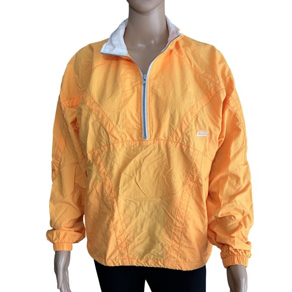 Nike Jackets & Blazers - NIKE Vintage 80s Neon Orange 1/2 Zip Windbreaker Jacket Size Medium